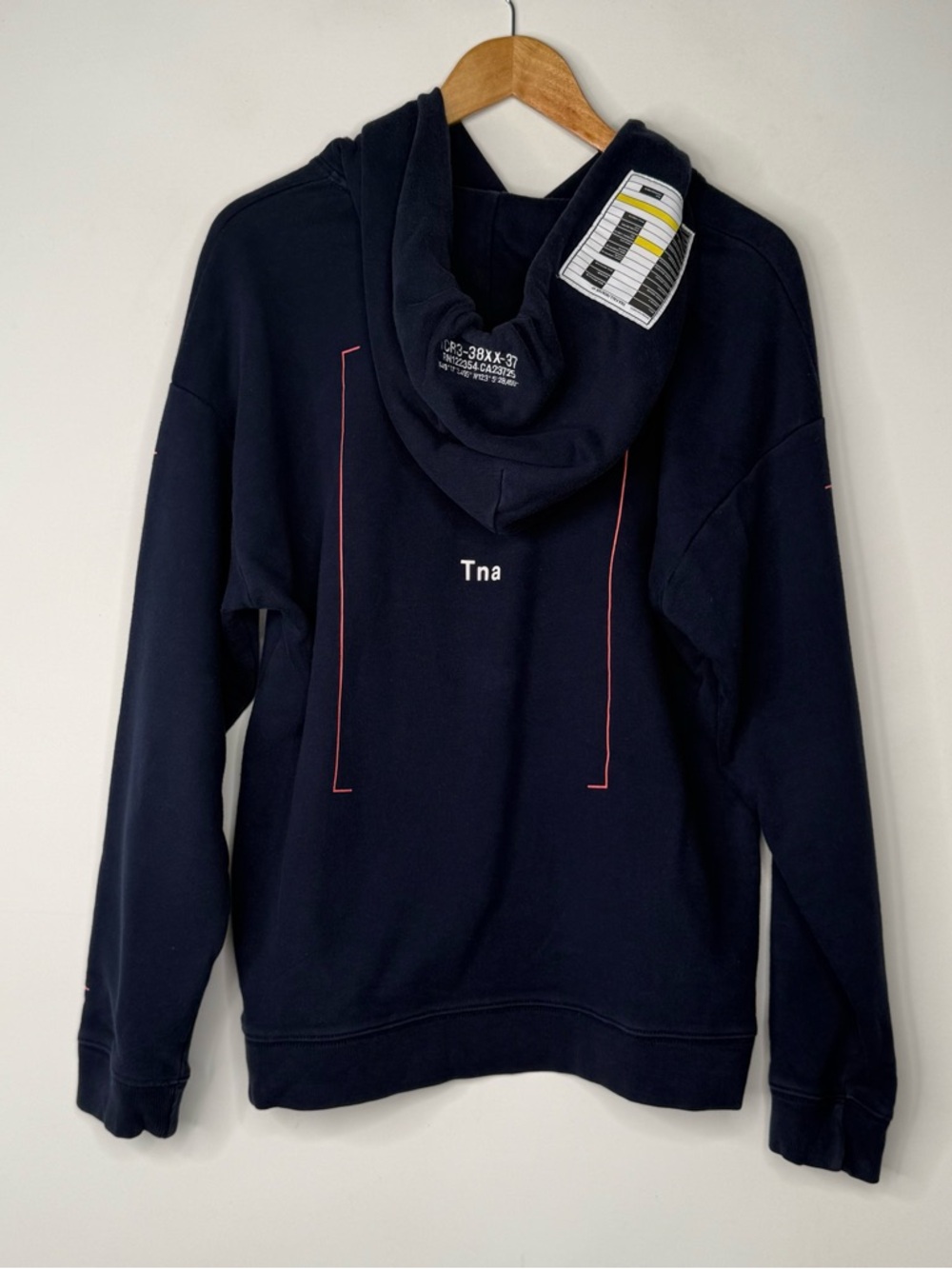 Aritzia TNA Navy Blue Crewneck Hoodie with White 'Tra/84' Logo Size S - Picture 3 of 9